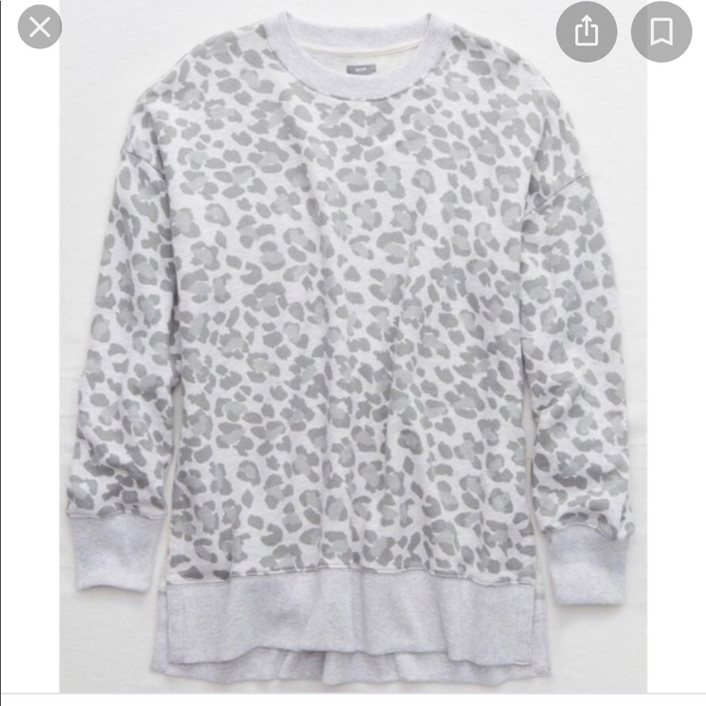 Aerie desert sweatshirt gray leopard xs